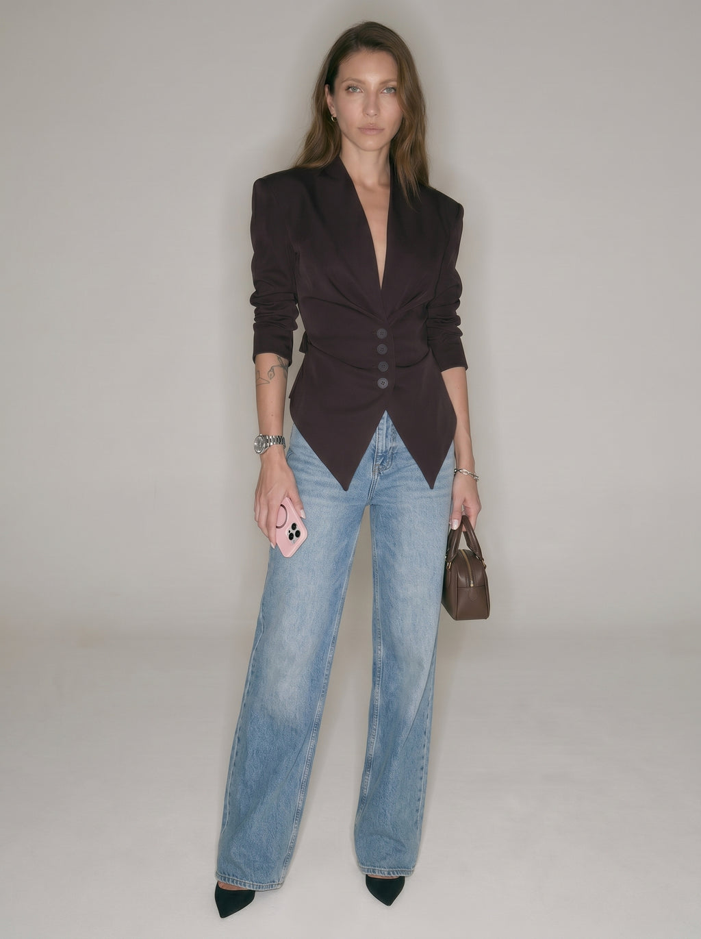 Women’s Wrap Tie Blazer Jacket - Structured Waist Cinching Blazer Top