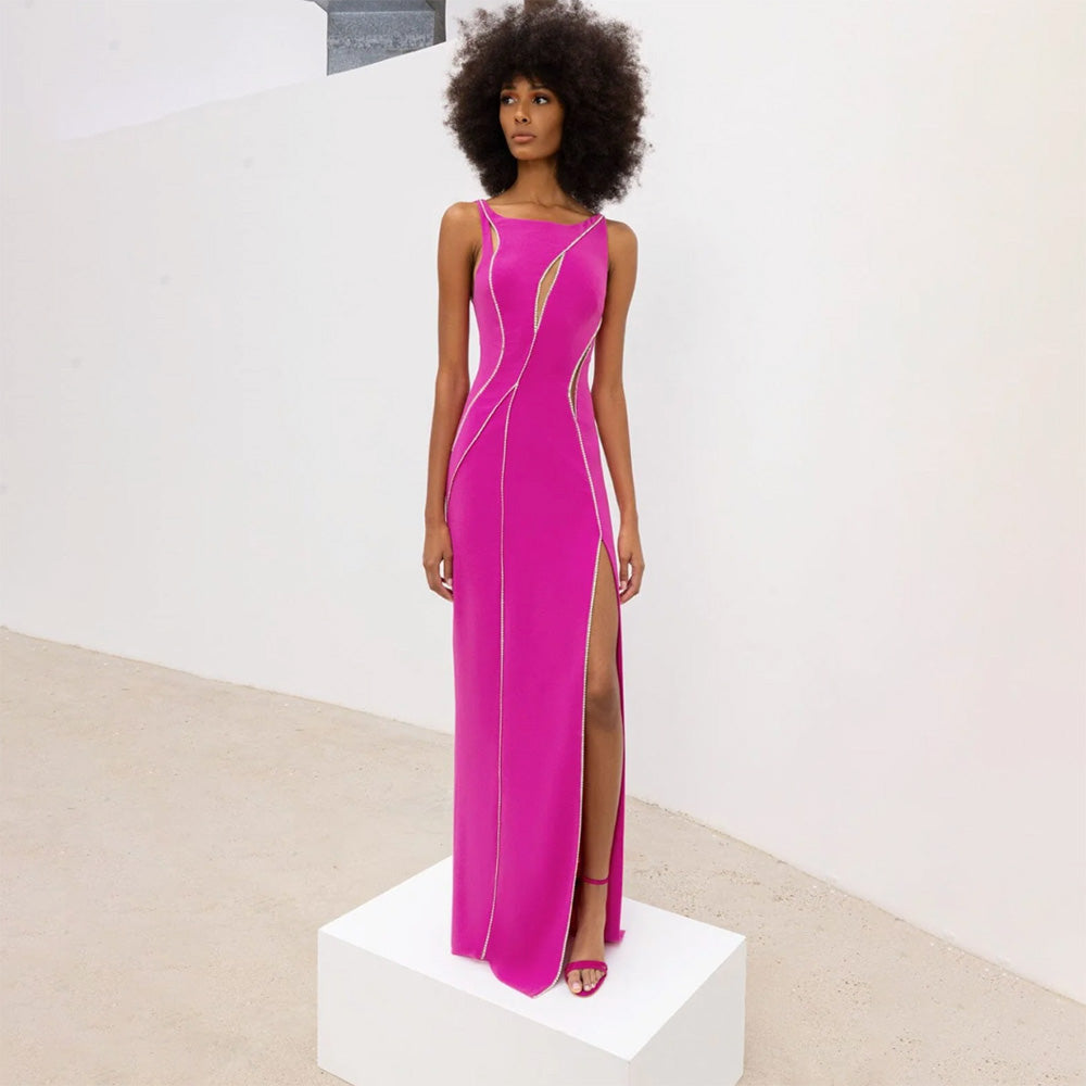 EMERSON PINK CUT OUT CRYSTALS SIDE SLIT