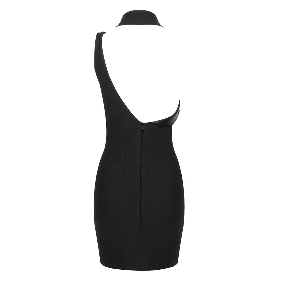 JANNY JACKET COLLAR BLACK MINI DRESS