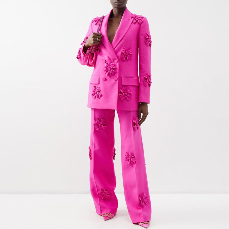KIMBER FLOWER DECORATED PANTS and BLAZER SET