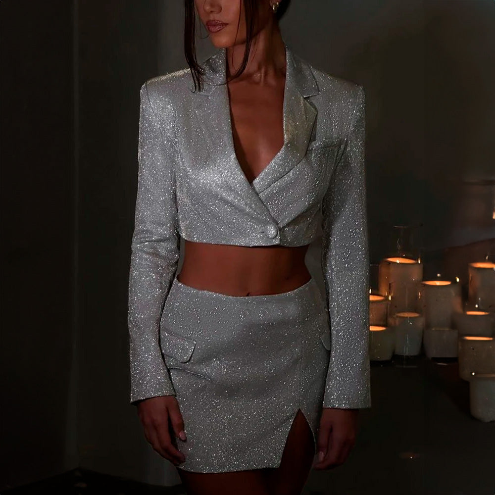 RAUNDY GLITTER SKIRT and BLAZER GLITTER SUIT