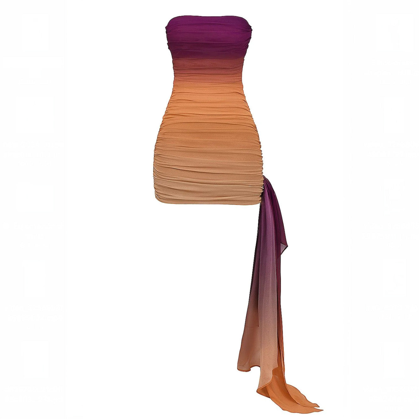 GRADIENT OFF SHOULDER MINI DRESS with TRAIN