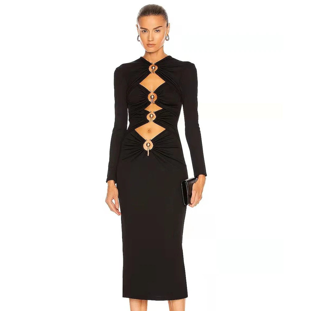 STROM HOLLOW OUT MIDI DRESS