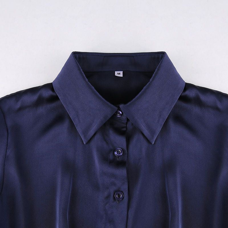 ZOLA LONG SLEEVE BLUE SHIRT MINI DRESS