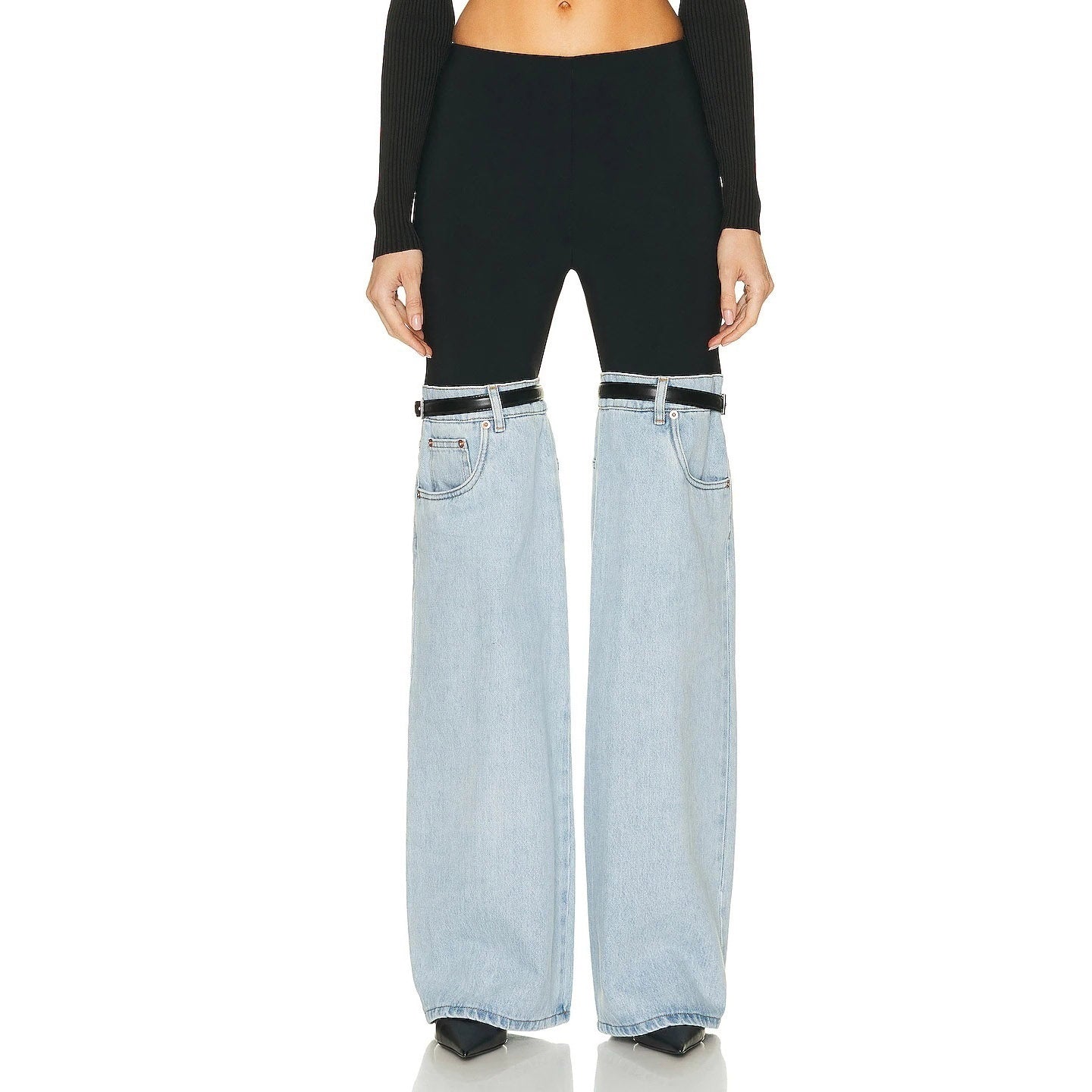 MAKENZIE KNEES WAIST FLARED DENIM PANTS