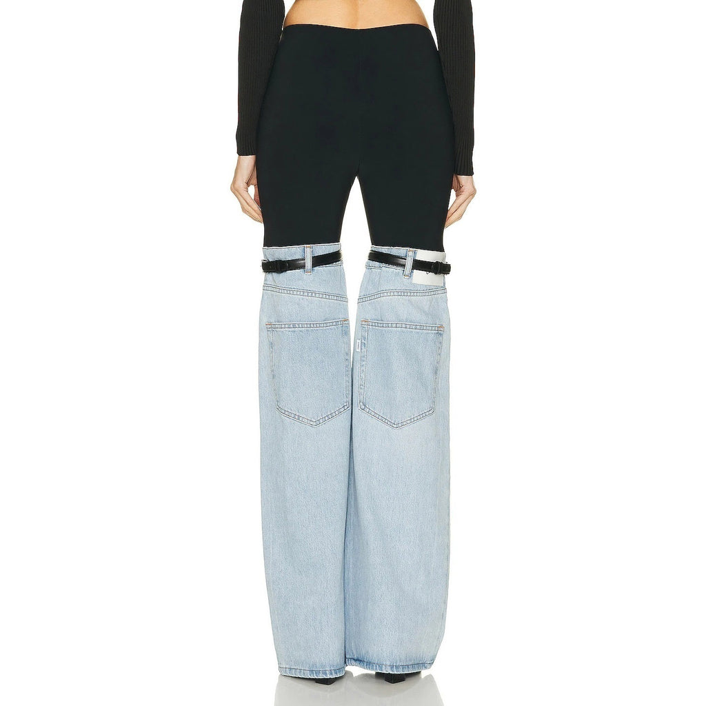 MAKENZIE KNEES WAIST FLARED DENIM PANTS