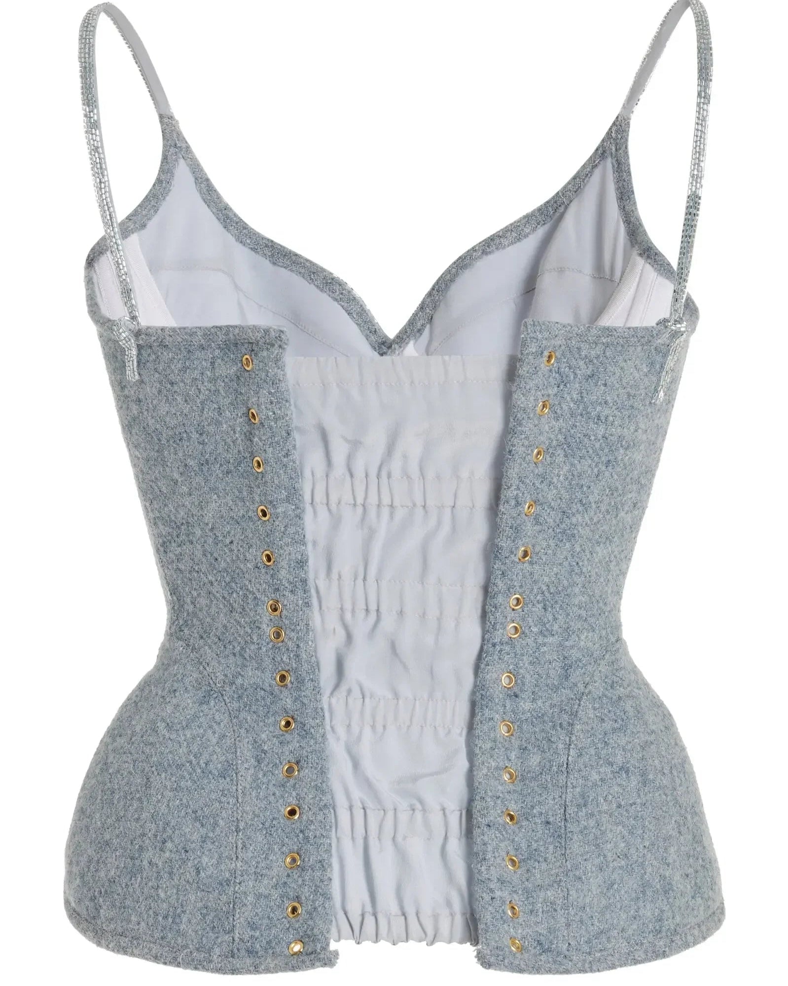 Sequin Patchwork Sleeveless Top for Women – Waist Cinching Wool Blend Club Blouse