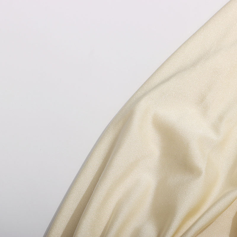 Beige Halter Mermaid Maxi Dress – 3D Ruffle Waist-Cinching Evening Gown