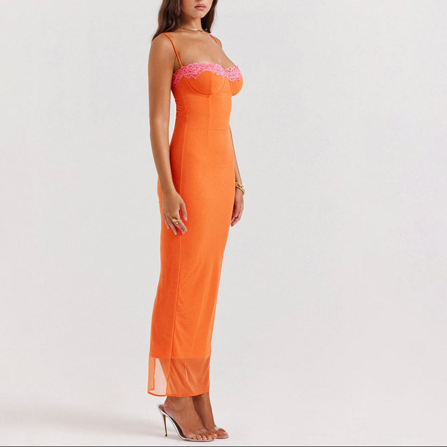 JIANNA ORANGE BODYCON MAXI DRESS