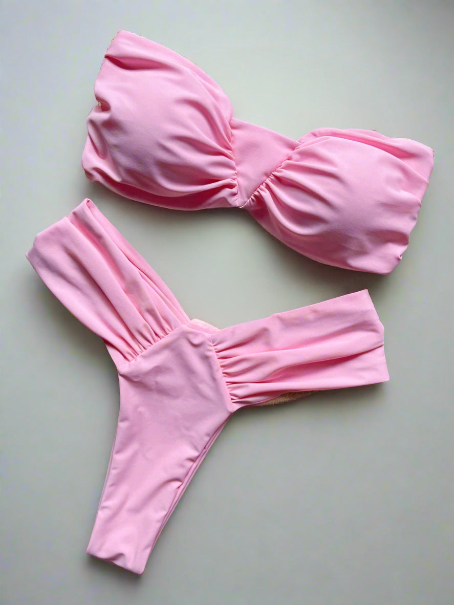Bandeau Bikini Set for Women – Brazilian Thong Swimwear, Strapless Two-Piece Bathing Suit