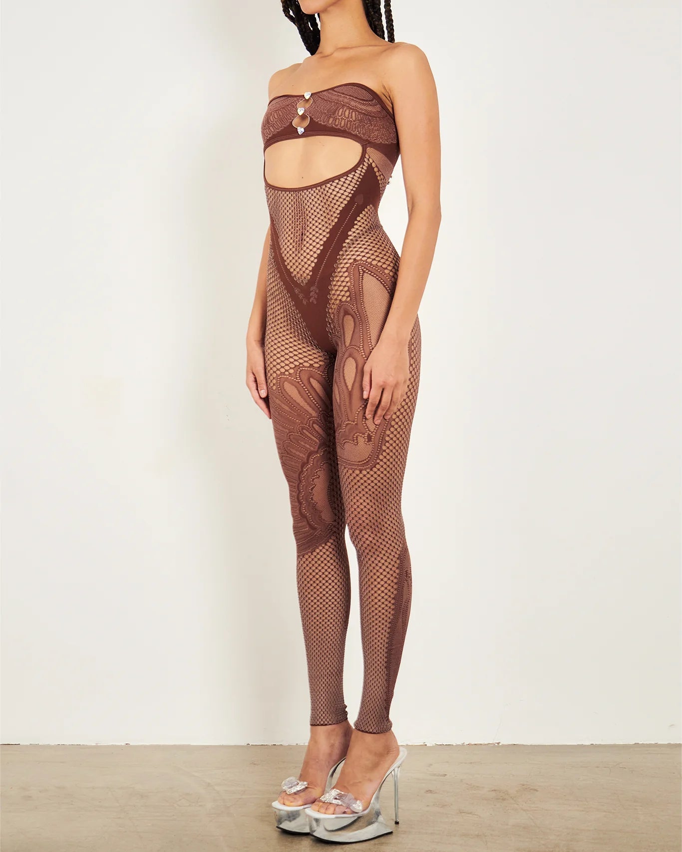 Leopard Jumpsuits for Women Hollow Out Off Shoulder Sleeveless Chic Rompers 2025 New Female Fashion See Through Bodysuits