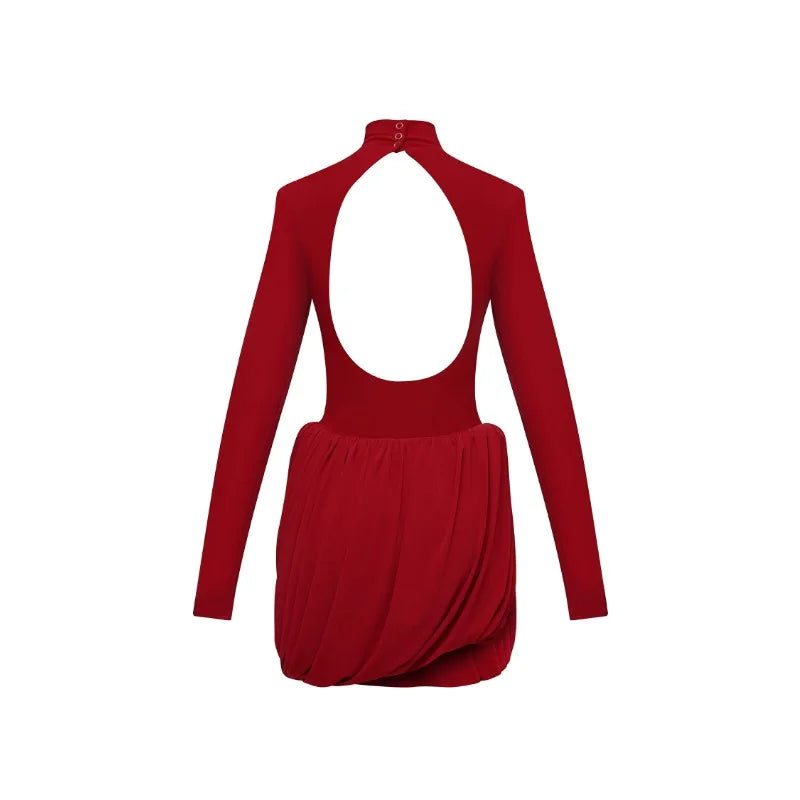 Red dress with long sleeves 