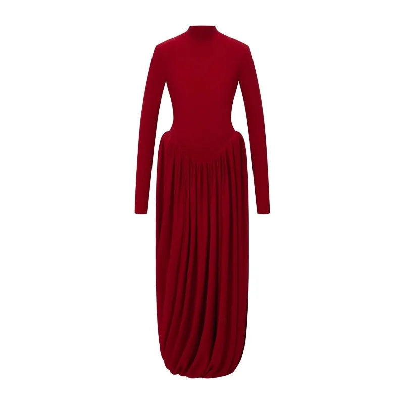Red dress with long sleeves on a white background