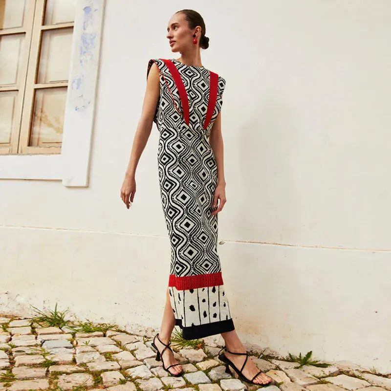 PRINT FLY SLEEVES MAXI DRESS