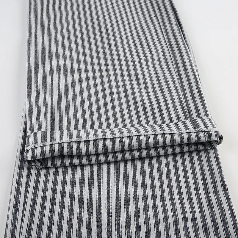 Striped Low Waist Wide Leg Trousers for Women | Vintage Streetwear Summer Pants