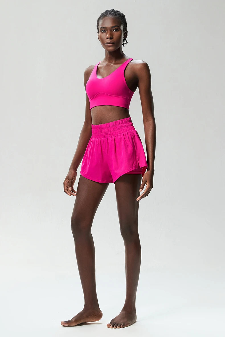 Women’s Quick-Dry Running Set – Sports Bra & High-Waist Shorts