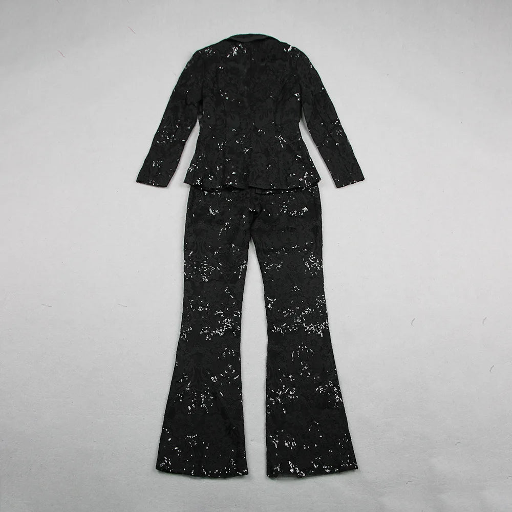LACE FLARE PANTS and BLAZER SUIT