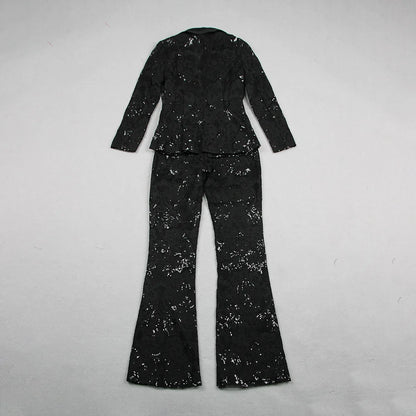 LACE FLARE PANTS and BLAZER SUIT