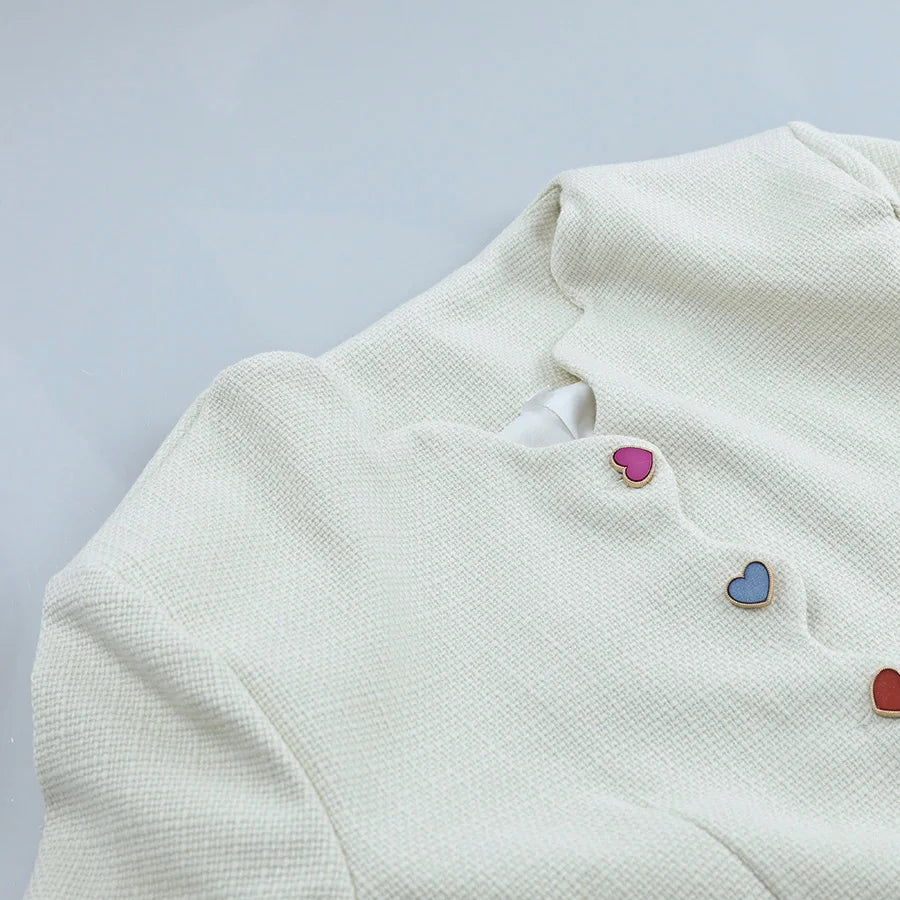 IRREGULAR COLLAR HEART BOTTOMS WHITE JACKET