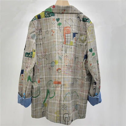 GRAY PLAID GRAFFITI BLAZER