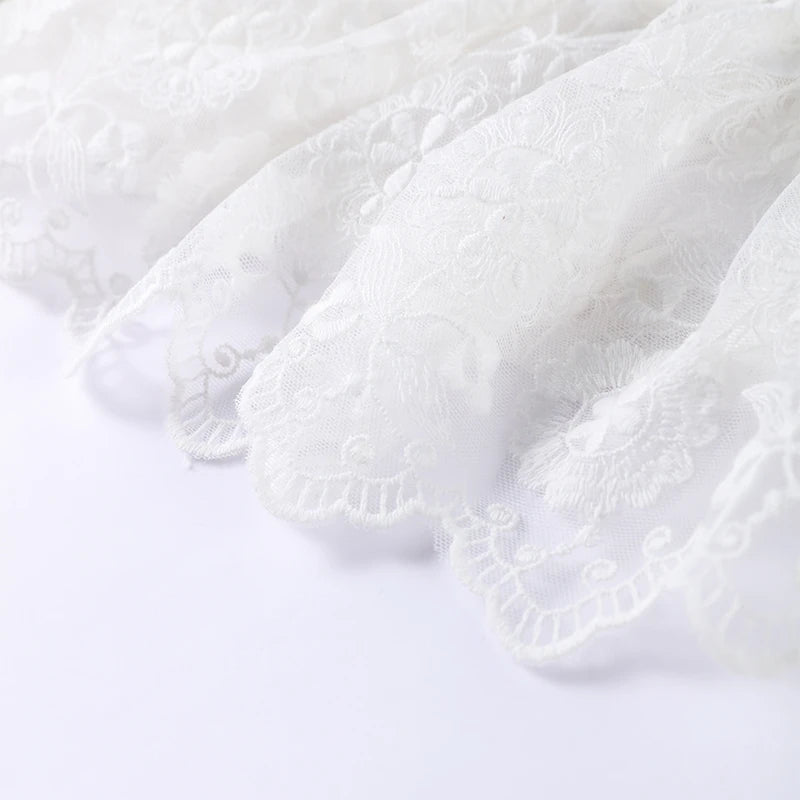 White Lace High Waist Beach Bloomers – Summer Holiday Embroidered Capri Pants