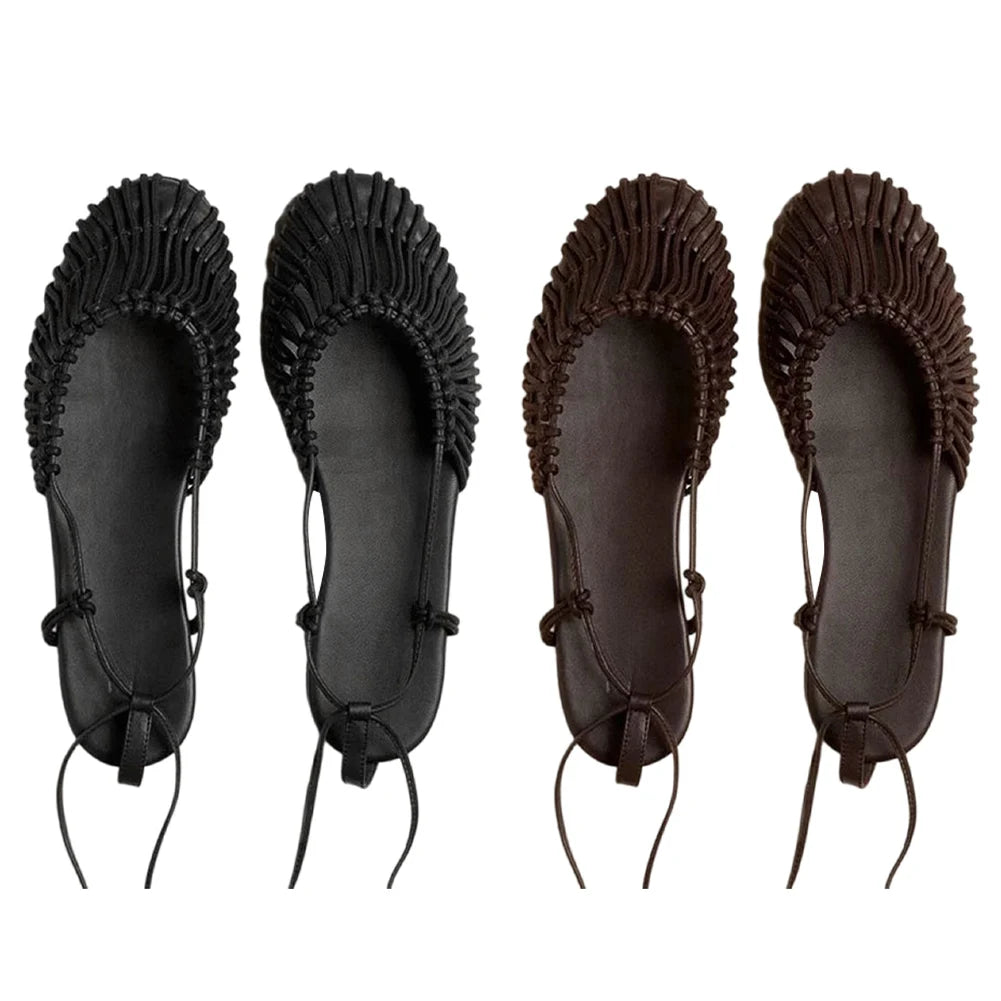 Low Heel Woven Roman Sandals with Ankle Strap – Summer Casual Flat Shoes for Women