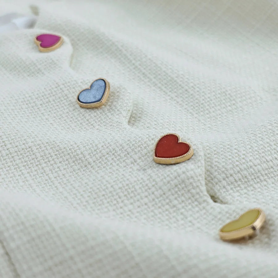 IRREGULAR COLLAR HEART BOTTOMS WHITE JACKET
