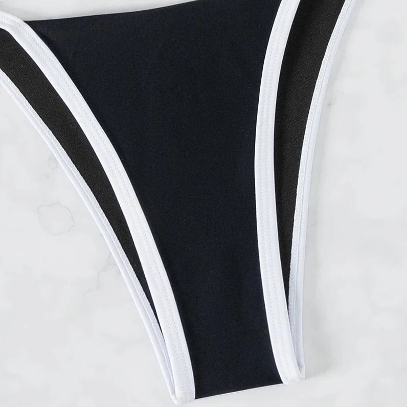 ANNY BLACK BIKINI with WHITE STRIPES