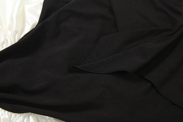 Contrast Patchwork Off-Shoulder Backless Long Dress – Slim High-Waist Club Party Gown | CTRL NUIT