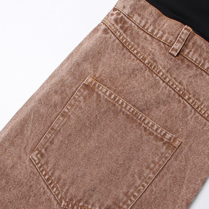 MAKENZIE KNEES WAIST FLARED DENIM PANTS