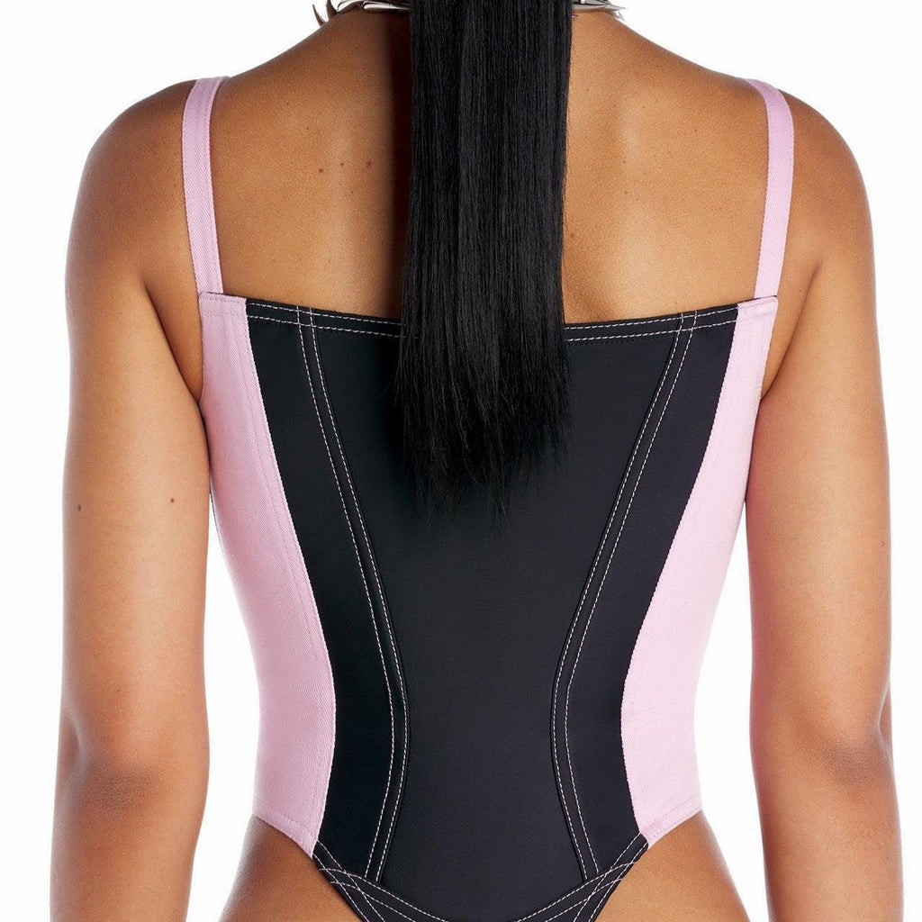 KHALY ZIPPER DENIM BODYSUIT