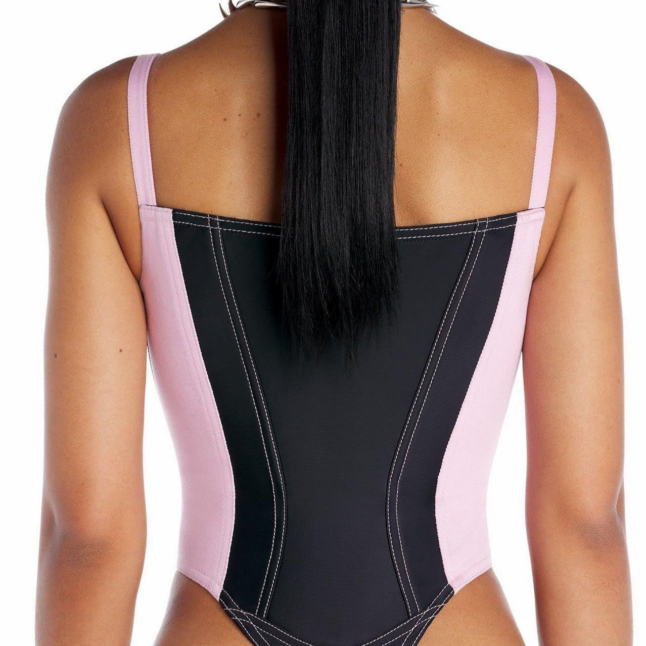 KHALY ZIPPER DENIM BODYSUIT