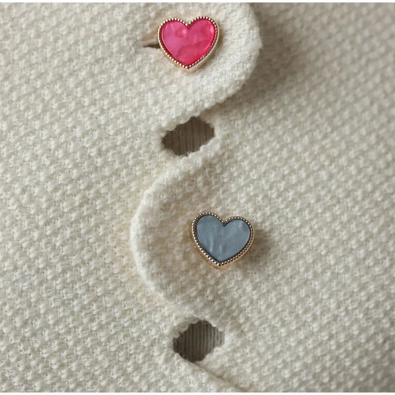 IRREGULAR COLLAR HEART BOTTOMS WHITE JACKET