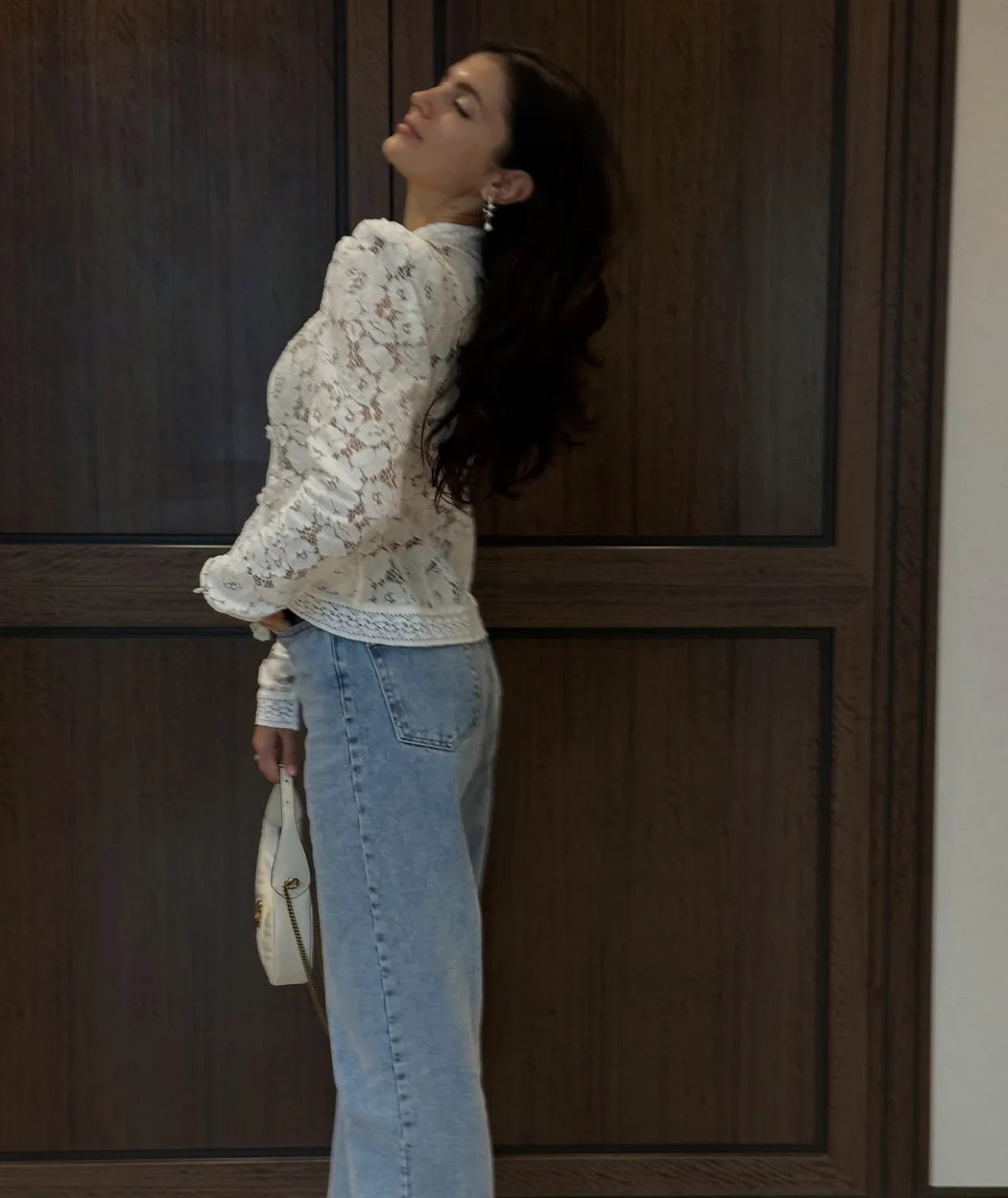 Vintage Sheer Lace Blouse for Women | Long Sleeve See-Through Top with High Neck