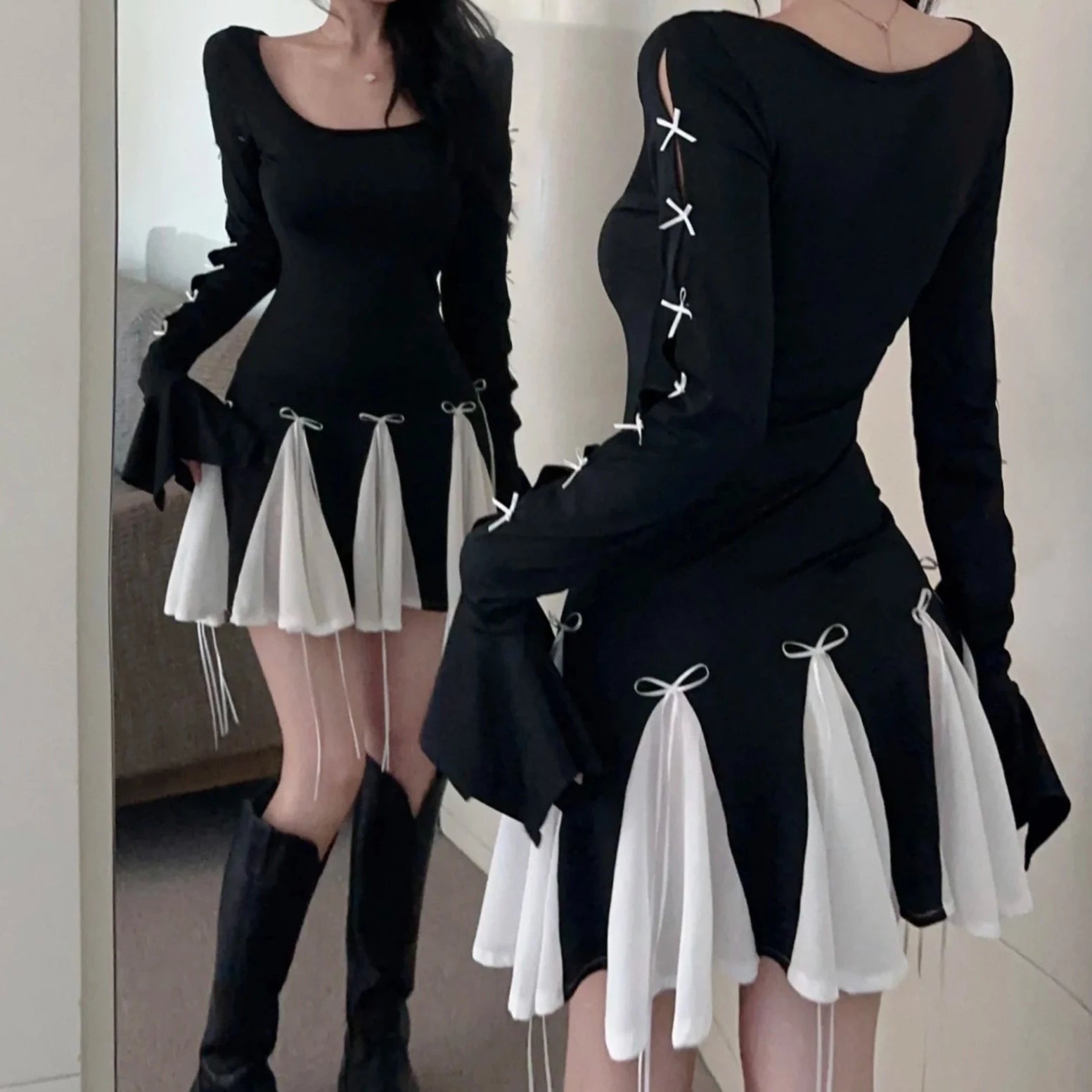 NELL RUCHED LONG SLEEVE MINI DRESS