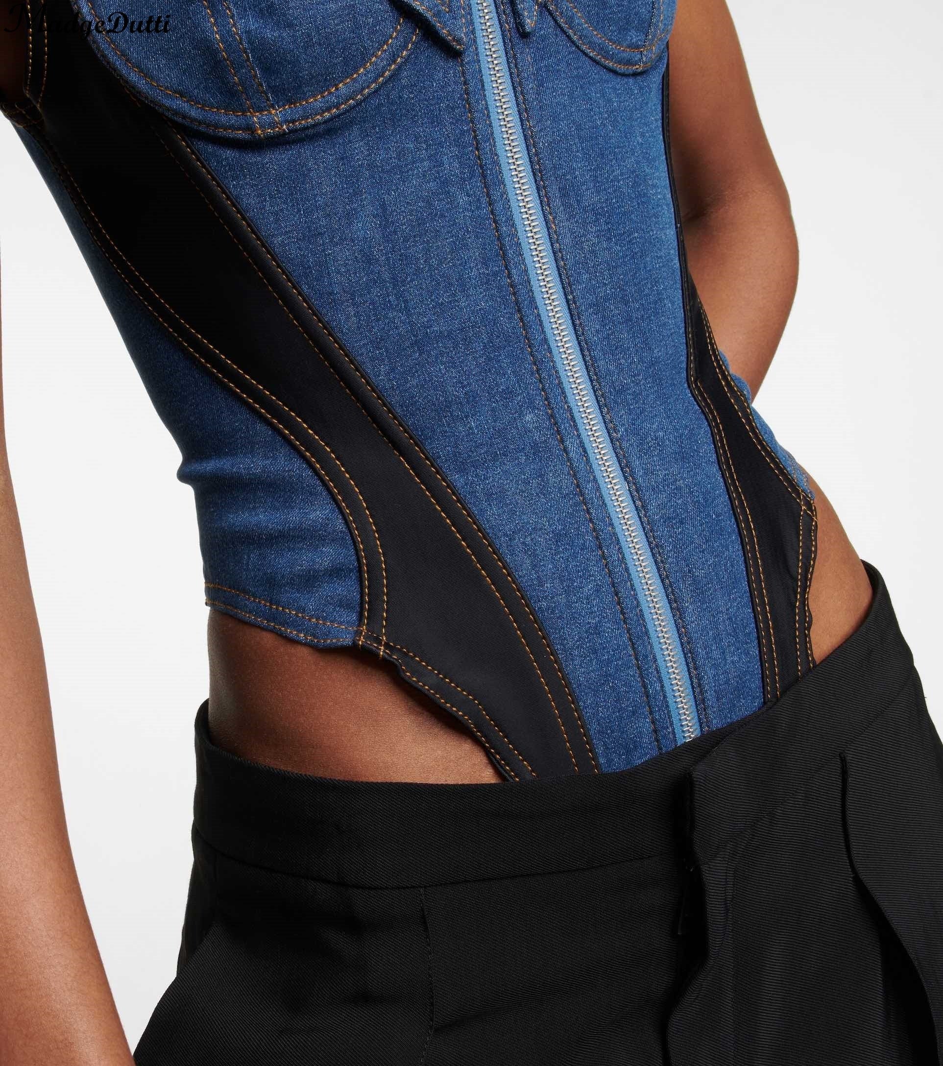 KHALY ZIPPER DENIM BODYSUIT