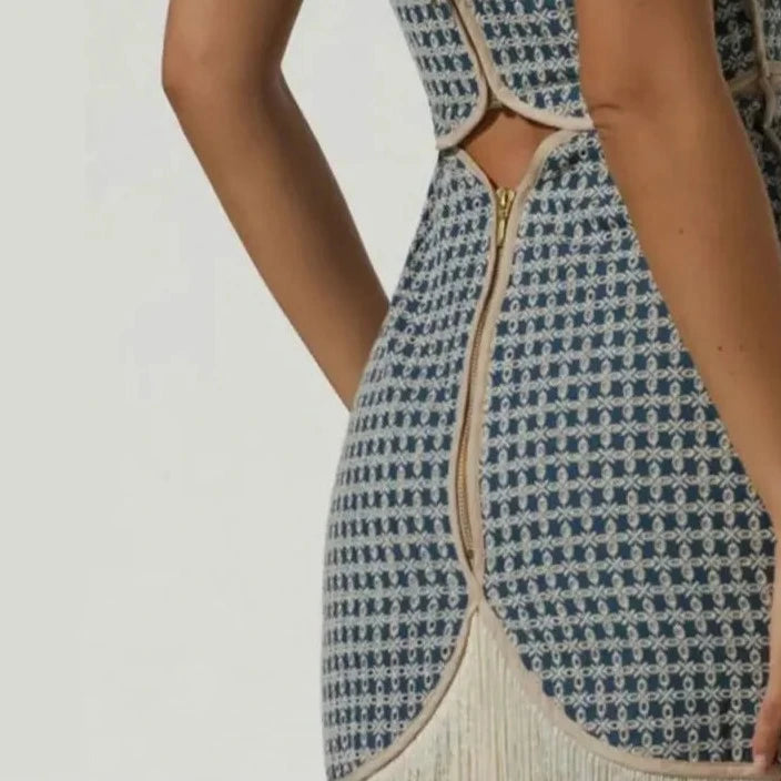 SABBY TASSELS CUT OUT OFF SHOULDER MINI DRESS