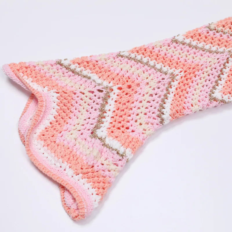 Pink Zigzag Knit Co-Ord Set – Sleeveless Top, Cardigan & Wide-Leg Pants
