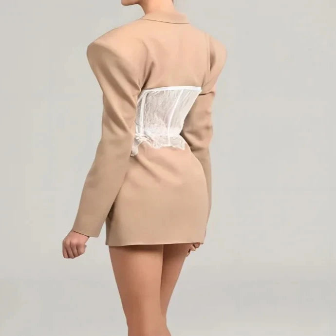 PATCHWORK LACE CORSET BLAZER