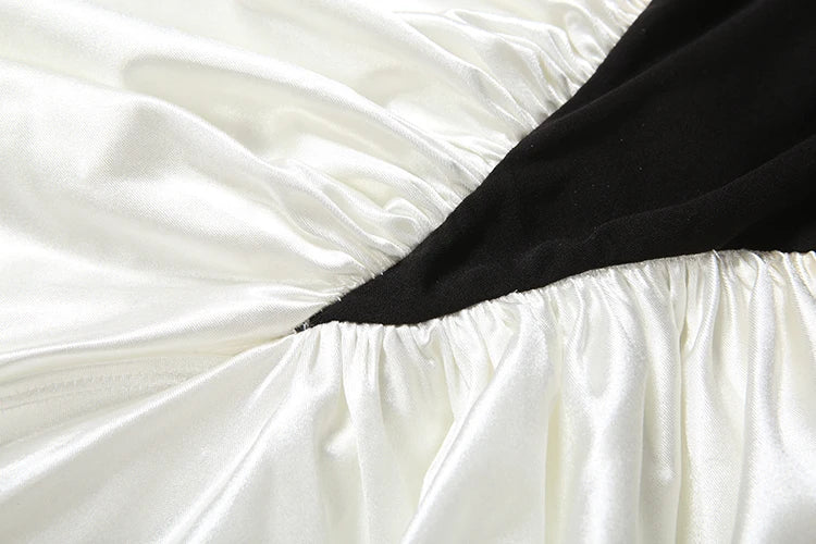 Contrast Patchwork Off-Shoulder Backless Long Dress – Slim High-Waist Club Party Gown | CTRL NUIT