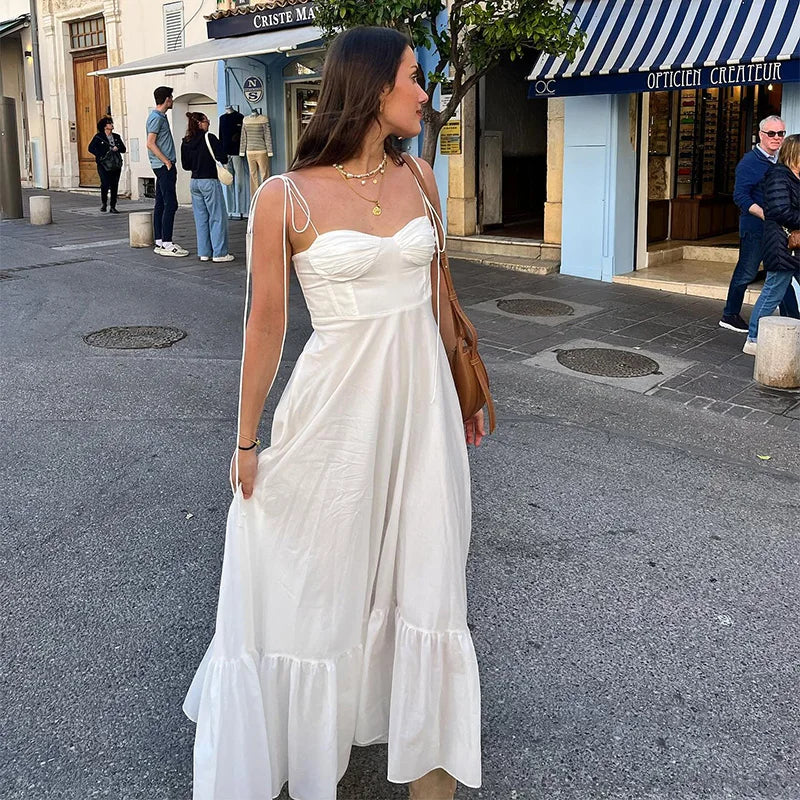 WHITE TIERED MAXI DRESS