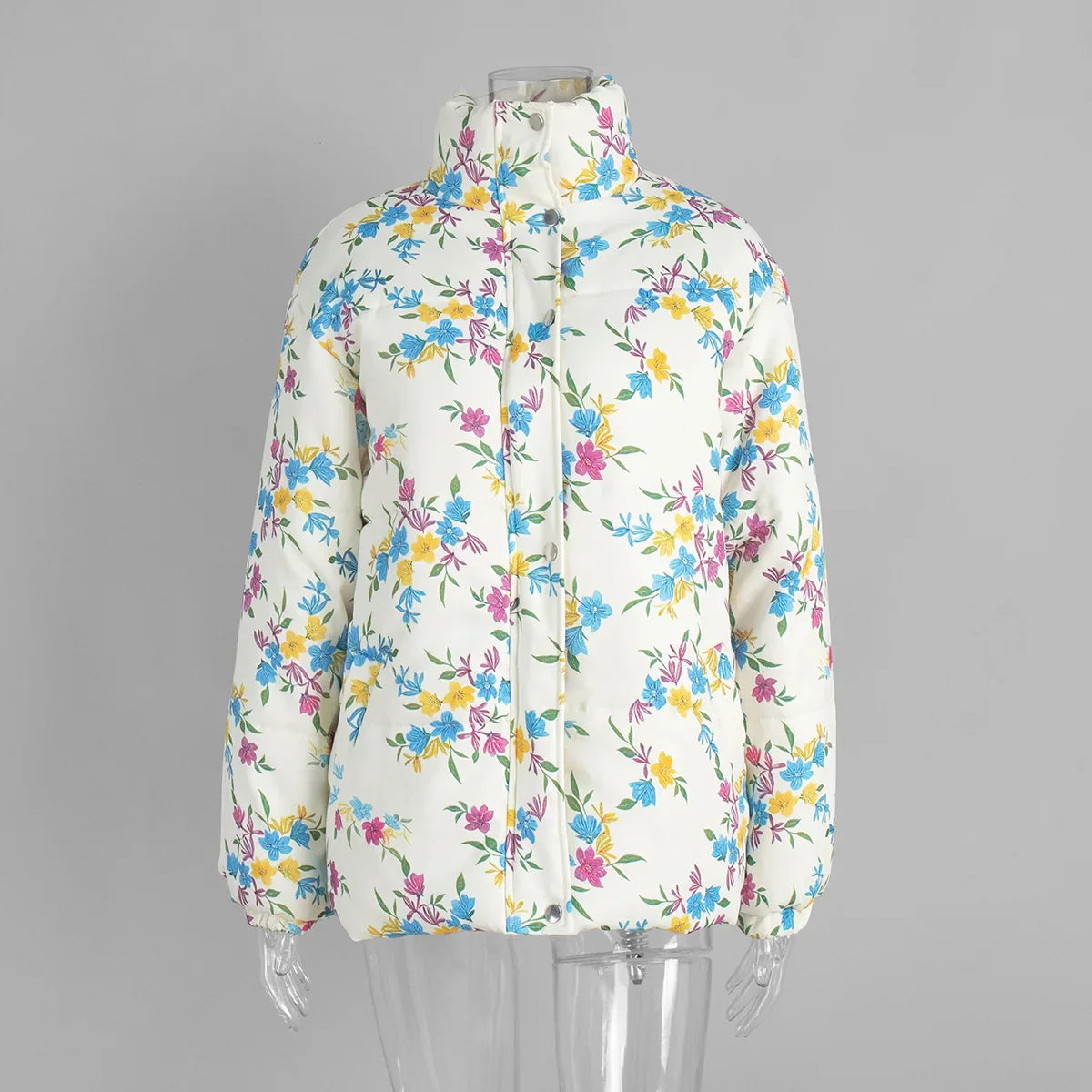 Floral Puffer Jacket with Hood – Women’s Quilted Winter Jacket