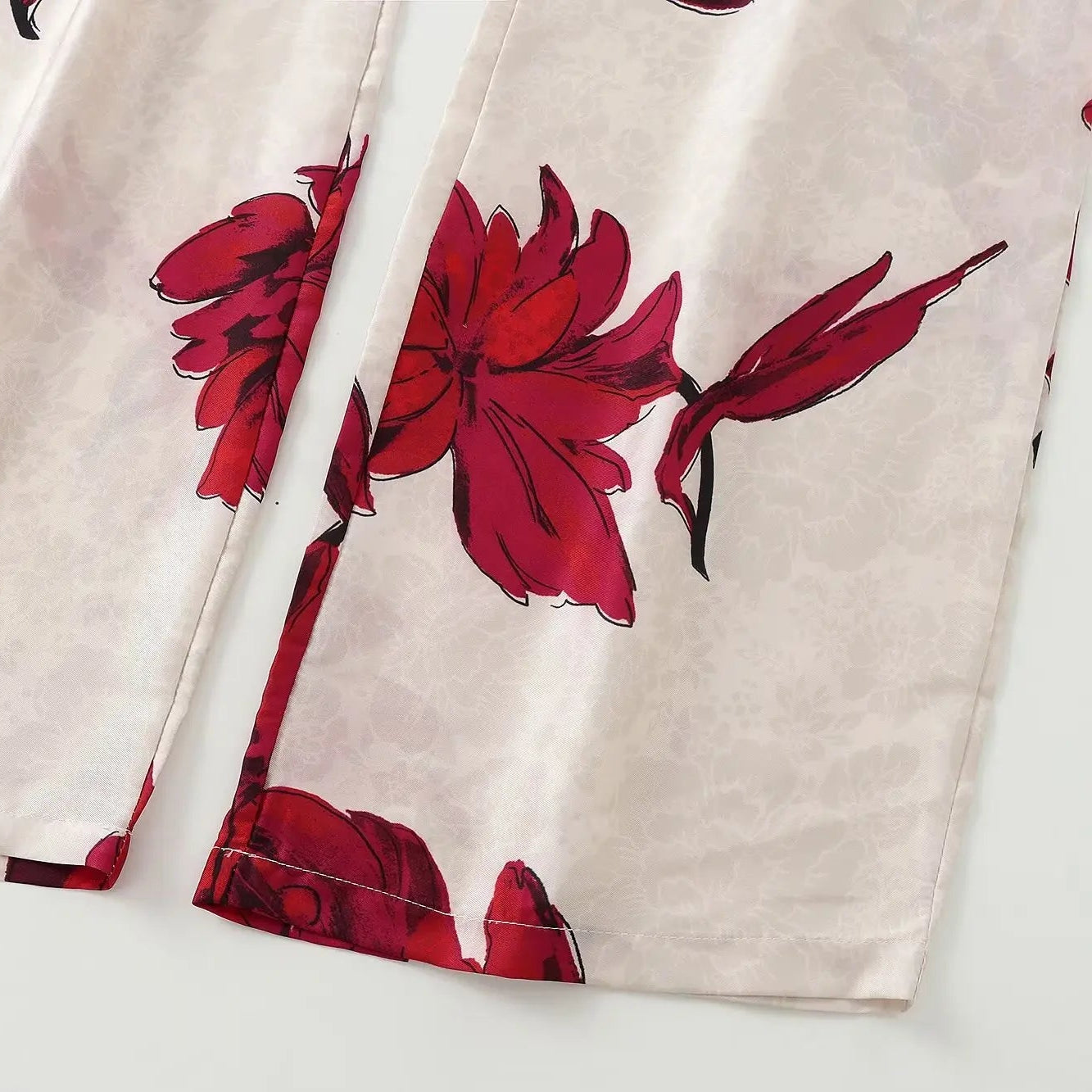 PRINT RED FLOWER BLAZER and PANTS SUIT