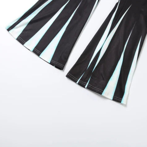Halter Neck Striped Jumpsuit – Sexy Bandage Flare Pants Romper for Women | CTRLNUIT