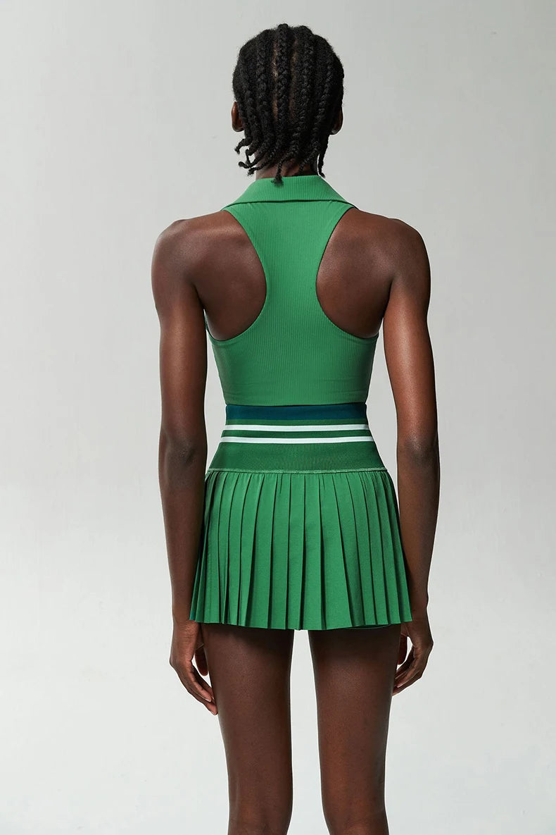 Women’s Two Piece Yoga Set – Gym Top & Tennis Skirt Quick Dry Sportswear