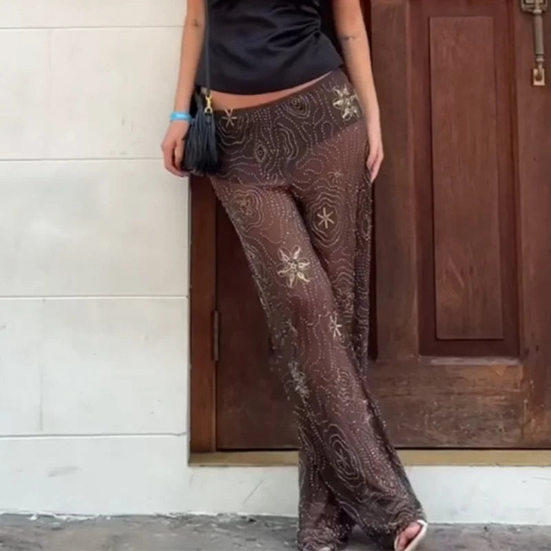 EMBOINED SEQUIN PANTS