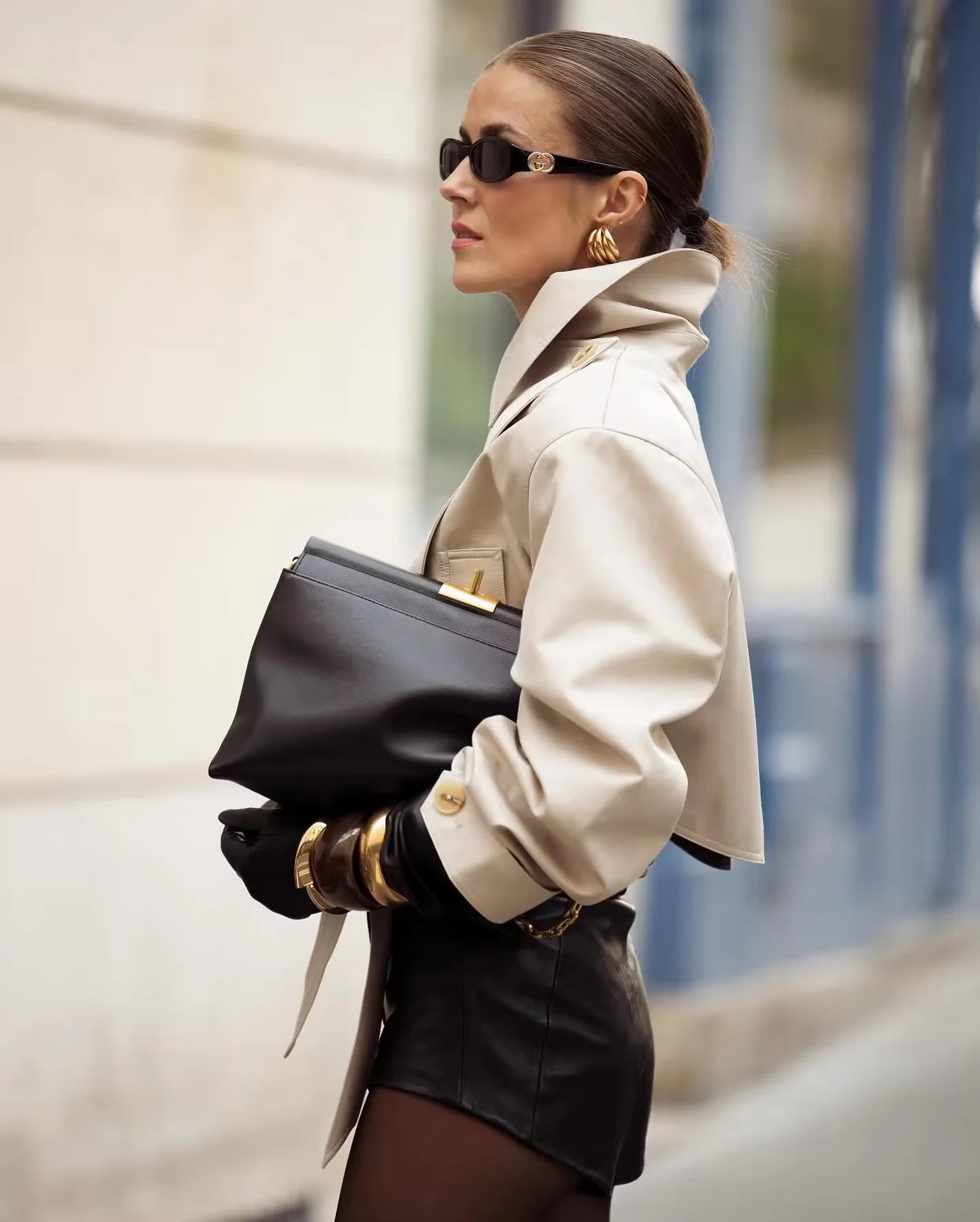 Chic Beige Double-Breasted Trench Coat with Belt & Pockets – Women's Slim Fit Windbreaker