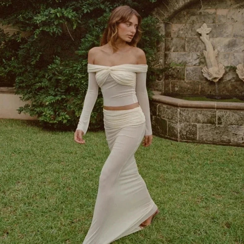GYNA OFF SHOULDER TOP and MAXI SKIRT SET