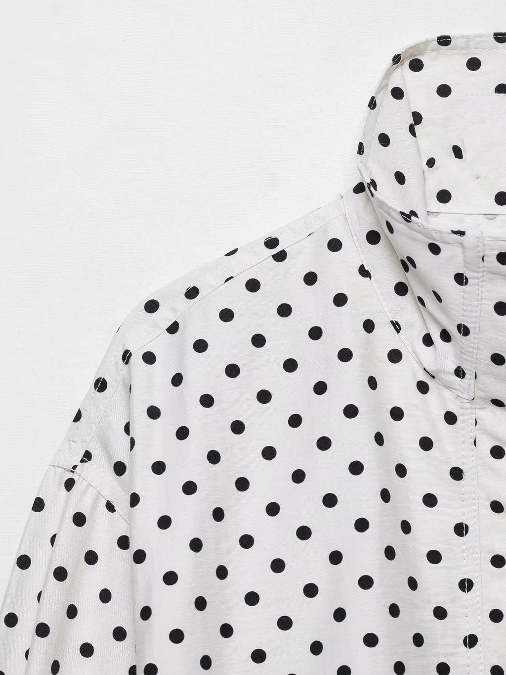 Polka Dot Two Piece Set with High Neck Jacket and Matching Pants or Shorts