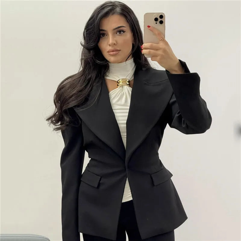 Halter Turtleneck Knit Top with Gold Ring Detail